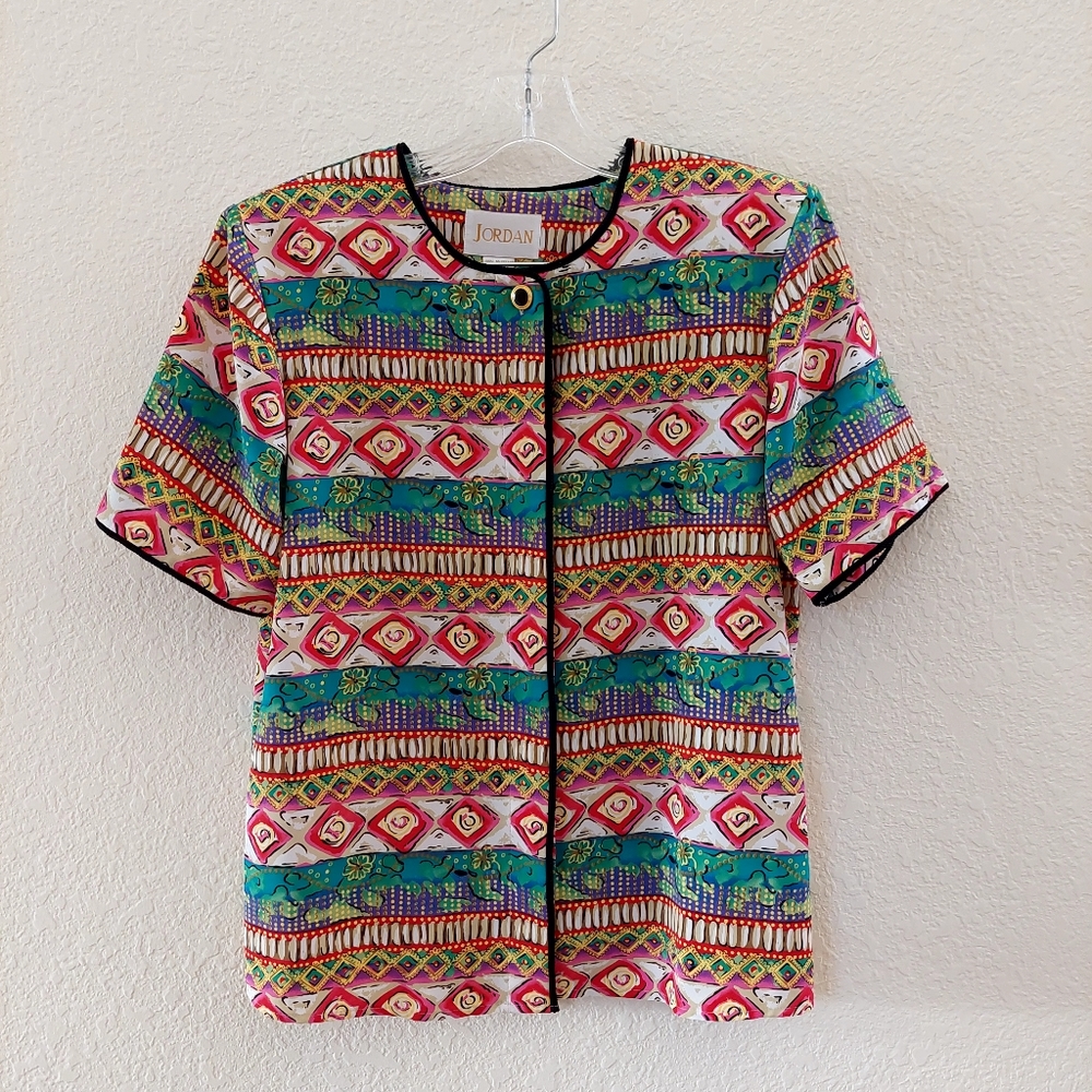 JORDAN button-up Short Sleeve blouse NWOT